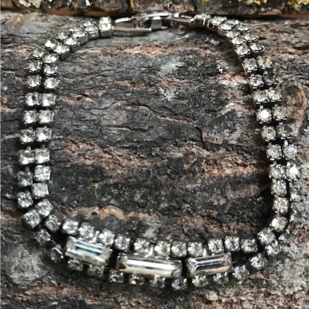 🖤 Vintage 1950’s Double Rhinestone Tennis Bracelet